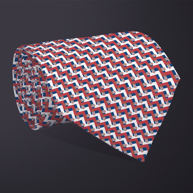 Patchwork Serbia Flag Pattern  Tie (Creator Uploaded)