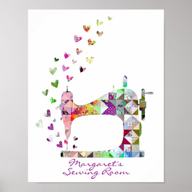 Patchwork Sewing Machine Rainbow Poster (Front)