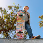Patchwork Skateboard Girl<br><div class="desc">Make this skateboard your own by adding your text. To access advanced editing tools, please go to "Personalize this template" and click on "Details", scroll down and press the "click to customize further" link. Ideal for any Occasion such as birthday or Graduation, for outdoor skateboarders who love the patchwork style....</div>