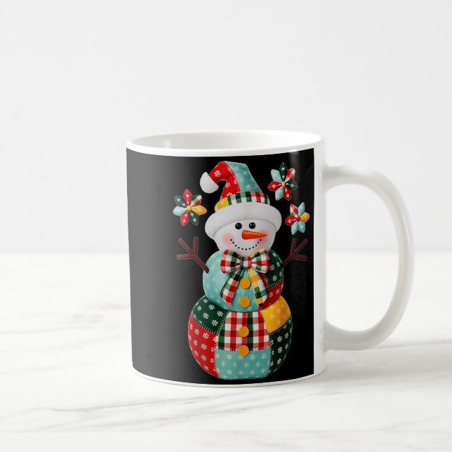 Patchwork Snowman Christmas Preppy Cute Xmas Men W Coffee Mug (Right)
