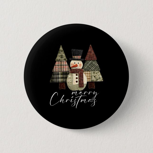 Patchwork Snowman,patchwork Christmas Tree Funny G 2 Inch Round Button (Front)