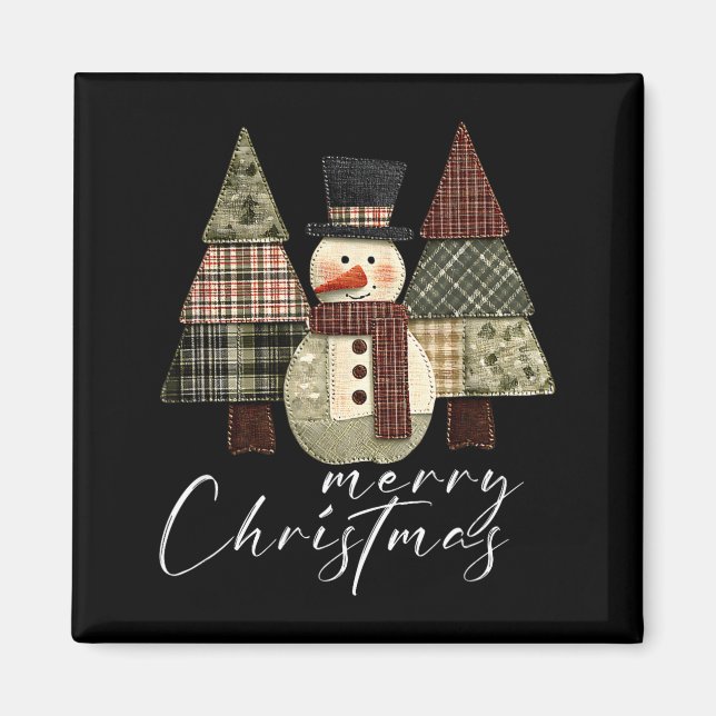 Patchwork Snowman,patchwork Christmas Tree Funny G Magnet (Front)