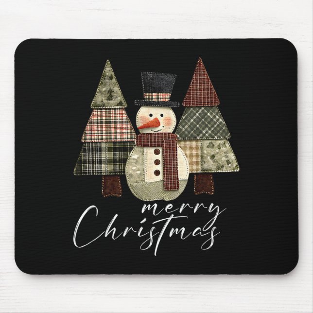 Patchwork Snowman,patchwork Christmas Tree Funny G Mouse Pad (Front)