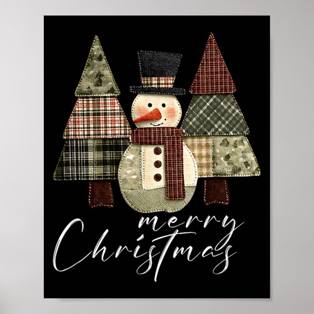 Patchwork Snowman,patchwork Christmas Tree Funny G Poster (Front)
