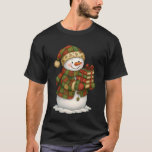 Patchwork Snowman Reading Book Christmas Bookworm  T-Shirt<br><div class="desc">Patchwork Snowman Reading Book Christmas Bookworm Librarian</div>