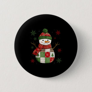 Patchwork Snowman Retro Funny Christmas Snowman Ho 2 Inch Round Button
