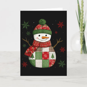 Patchwork Snowman Retro Funny Christmas Snowman Ho Card