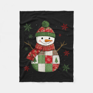 Patchwork Snowman Retro Funny Christmas Snowman Ho Fleece Blanket