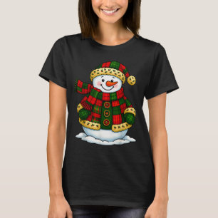Patchwork Snowman Retro Funny Christmas Snowman Ho T-Shirt