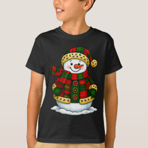 Patchwork Snowman Retro Funny Christmas Snowman Ho T-Shirt