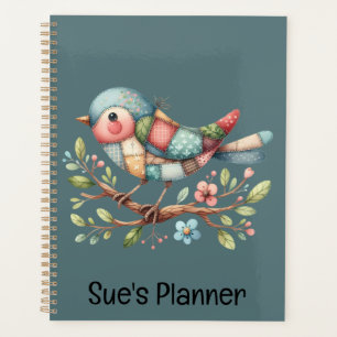 Patchwork Songbird on Blooming Branch