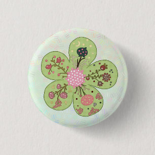 patchwork spring flower 1 inch round button