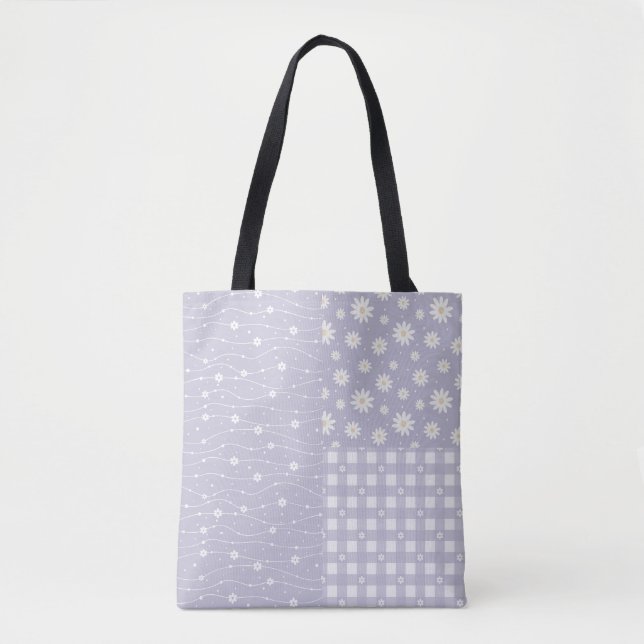 Patchwork  Spring Light Lavender Pattern Tote Bag (Front)