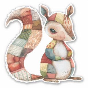 Patchwork Squirrel Sticker
