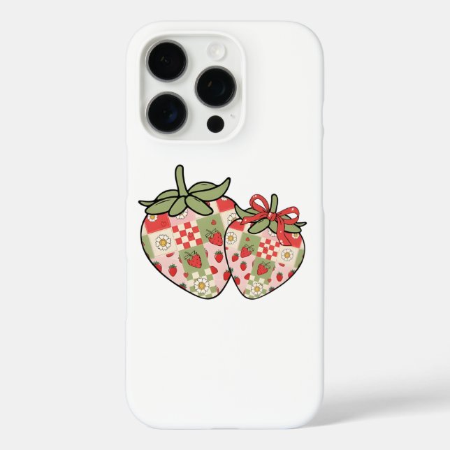 Patchwork Strawberry Hearts Cute Coquette Art Case-Mate iPhone Case (Back)