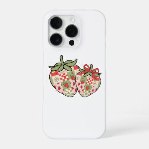 Patchwork Strawberry Hearts Cute Coquette Art iPhone 16 Pro Case