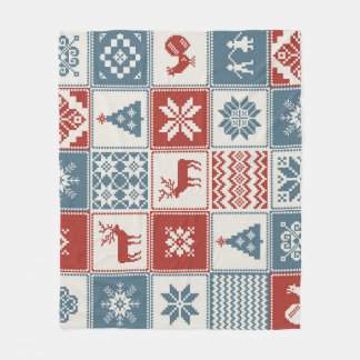 Patchwork Style: Christmas Ornamental Pattern Fleece Blanket