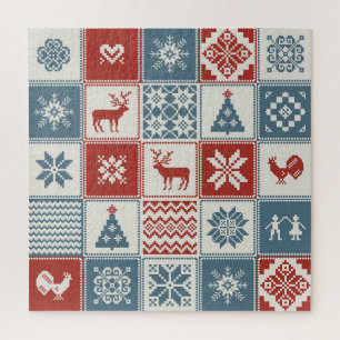 Patchwork Style: Christmas Ornamental Pattern Jigsaw Puzzle