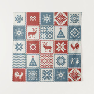 Patchwork Style: Christmas Ornamental Pattern Tapestry