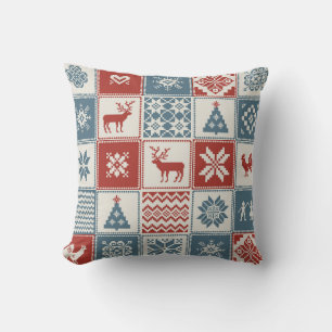 Patchwork Style: Christmas Ornamental Pattern Throw Pillow