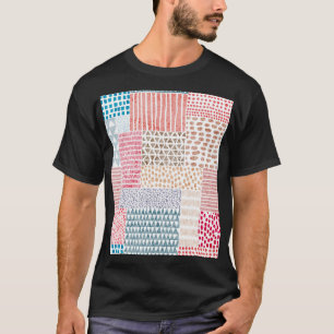 Patchwork Style Cute Doodle Pattern T-Shirt