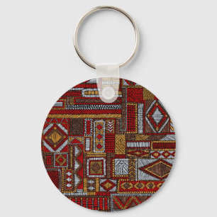 Patchwork Style Embroidered Ethnic Print Keychain