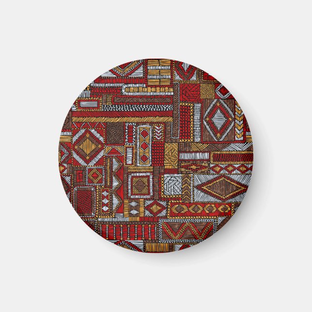 Patchwork Style Embroidered Ethnic Print Magnet (Front)