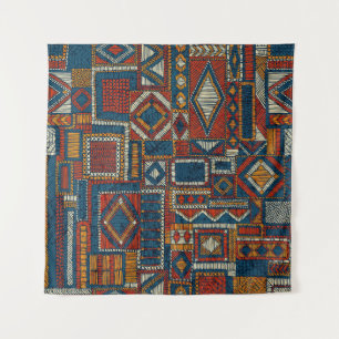 Patchwork Style Embroidered Vintage Print Tapestry