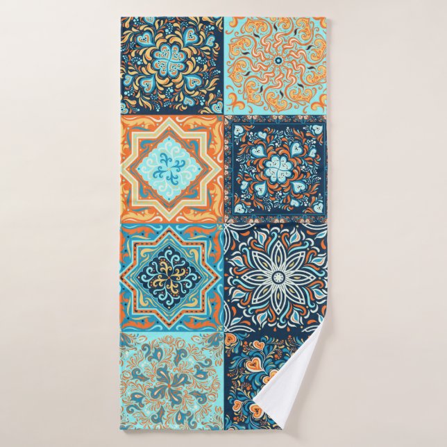 Patchwork Style. Seamless Pattern of 16 decorative Bath Towel (Bath Towel)