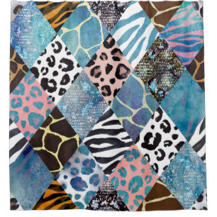 Patchwork style, watercolor collage pattern.