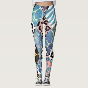 Patchwork style, watercolor collage pattern. leggings