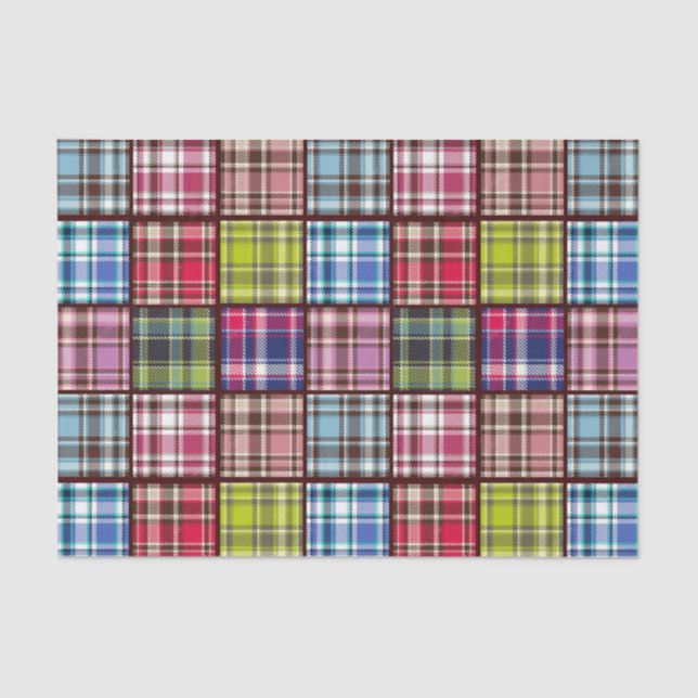 Patchwork Tartan Plaid | Scottish Fabric Style Tissue Paper (Front)