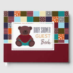 Patchwork Teddy Bear, Baby Shower Guest Book