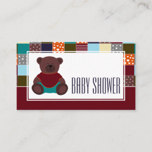 Patchwork Teddy Bear, Baby Shower Invitation