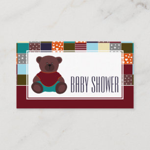 Patchwork Teddy Bear, Baby shower Invitation de bi
