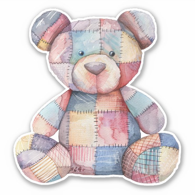 Patchwork Teddy Bear Sticker (Front)