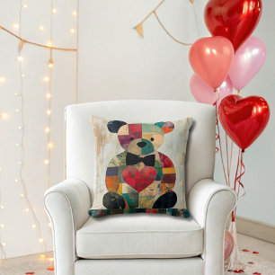 Patchwork Teddy Bear Throw Pillow