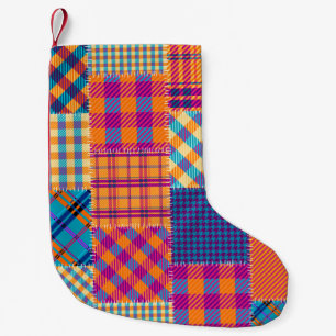 Patchwork textile: seamless vintage pattern. small christmas stocking