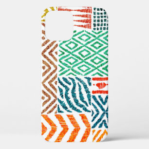 Patchwork Textures: Hand-Drawn Animal Print iPhone 12 Case
