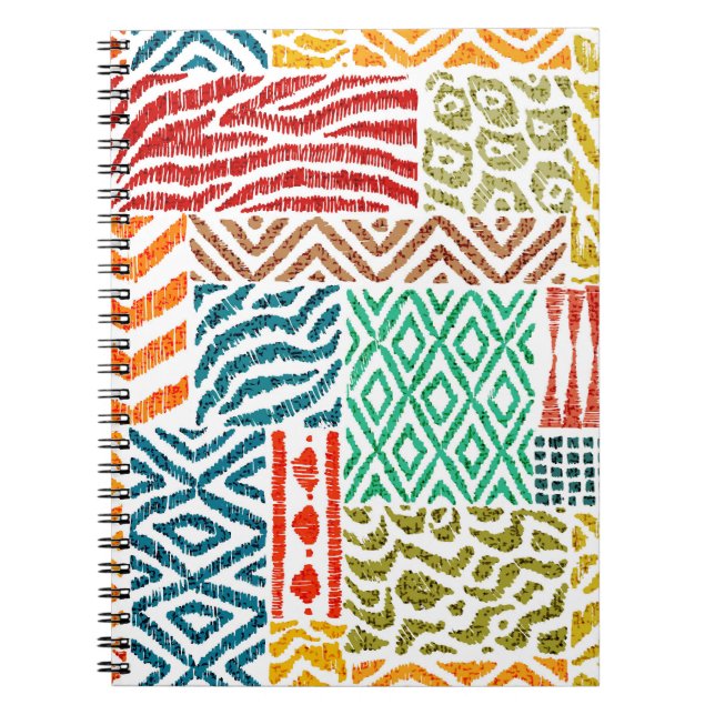 Patchwork Textures: Hand-Drawn Animal Print Notebook (Front)