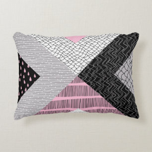 Patchwork tiles, freehand drawing pattern. accent pillow
