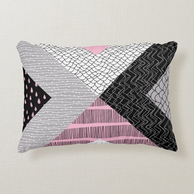 Patchwork tiles, freehand drawing pattern. accent pillow (Front)