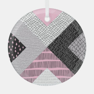 Patchwork tiles, freehand drawing pattern. glass ornament