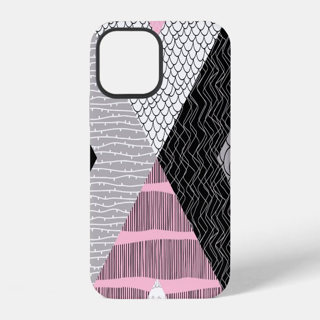 Patchwork tiles, freehand drawing pattern. iPhone case (Back)