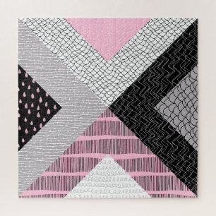 Patchwork tiles, freehand drawing pattern. jigsaw puzzle