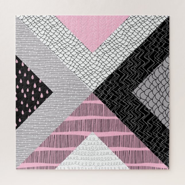 Patchwork tiles, freehand drawing pattern. jigsaw puzzle (Vertical)