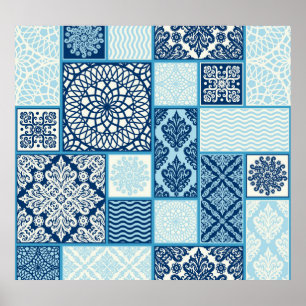 Patchwork tiles, seamless background. poster