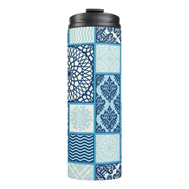 Patchwork tiles, seamless background. thermal tumbler (Front)