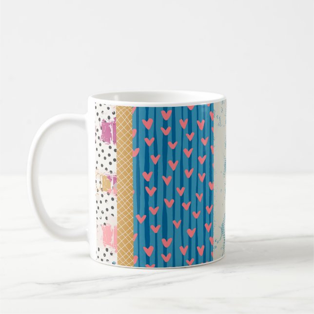 Patchwork Tiles Seamless Pattern Design Coffee Mug (Left)
