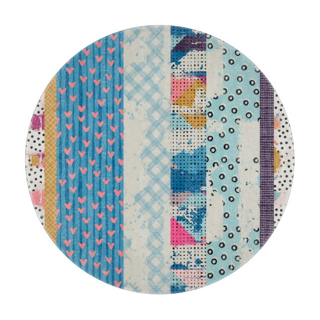 Patchwork Tiles Seamless Pattern Design Cutting Board (Front)